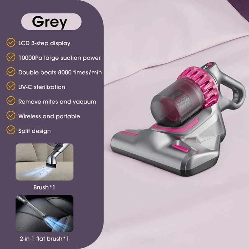 3-In-1 Wireless Vacuum Cleaner Gray Plastic For Car Bed Household Mite Remover Machine
3-In-1 Wireless Vacuum Cleaner Gray Plastic For Car Bed Household Mite Remover Machine