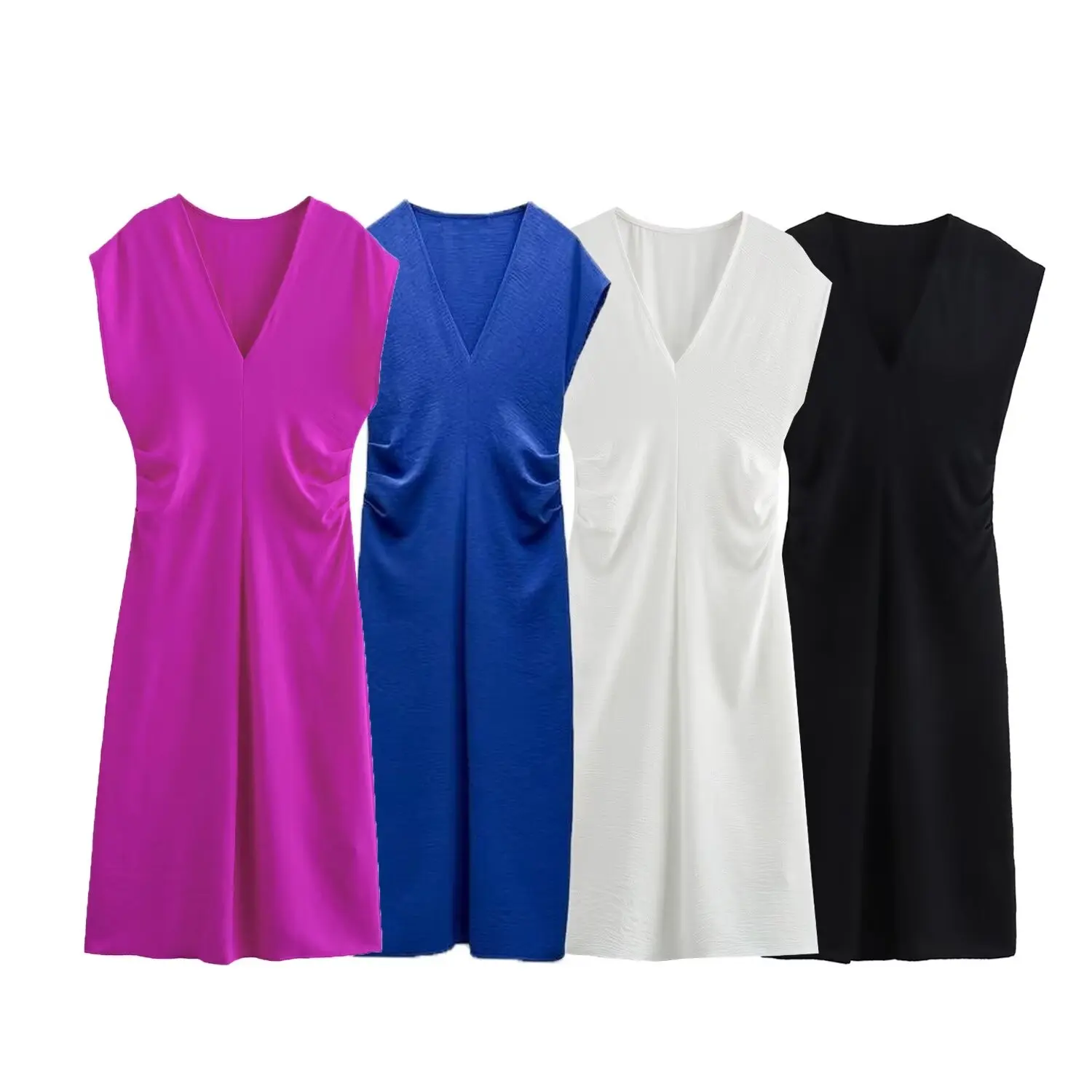 TRAFZA Women Summer Elegant Trend Solid 4-color Dress V-Neck Waist Pleat DecorateDresses Woman Chic Beach Dress Vestidos Mujer
TRAFZA Women Summer Elegant Trend Solid 4-color Dress V-Neck Waist Pleat DecorateDresses Woman Chic Beach Dress Vestidos Mujer