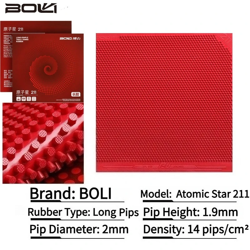 BOLI Atomic Star 211 Long Pips OX Table Tennis Rubber Small Particle Height 1.9 mm Diameter 2mm PingPong Rubber Weird Loop Play
BOLI Atomic Star 211 Long Pips OX Table Tennis Rubber Small Particle Height 1.9 mm Diameter 2mm PingPong Rubber Weird Loop Play