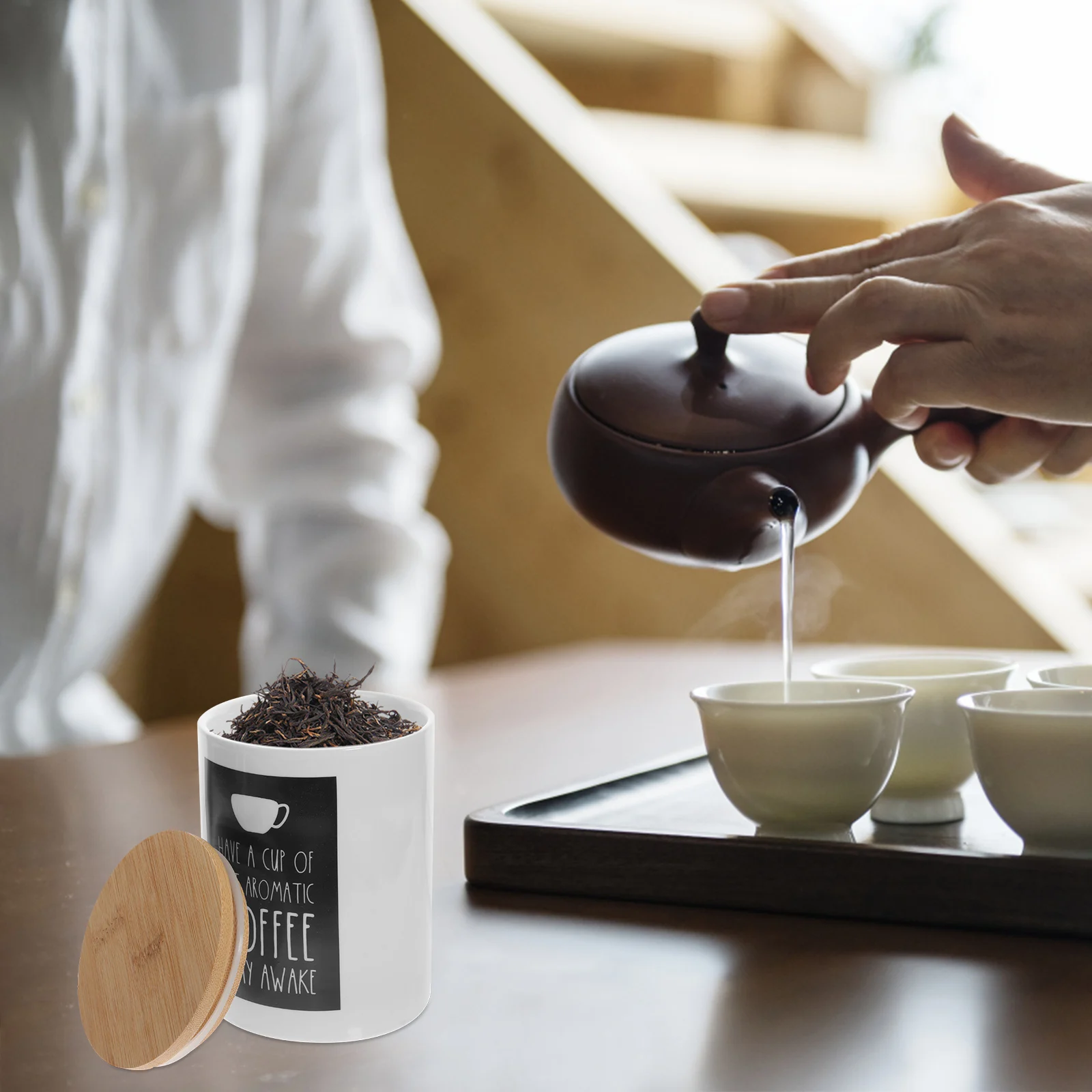 Ceramic Kitchen Jar Scented Tea Coffee Bean Container Bamboo Lid Airtight Sealed Cereal Nuts Storage Kitchen Jars
Ceramic Kitchen Jar Scented Tea Coffee Bean Container Bamboo Lid Airtight Sealed Cereal Nuts Storage Kitchen Jars