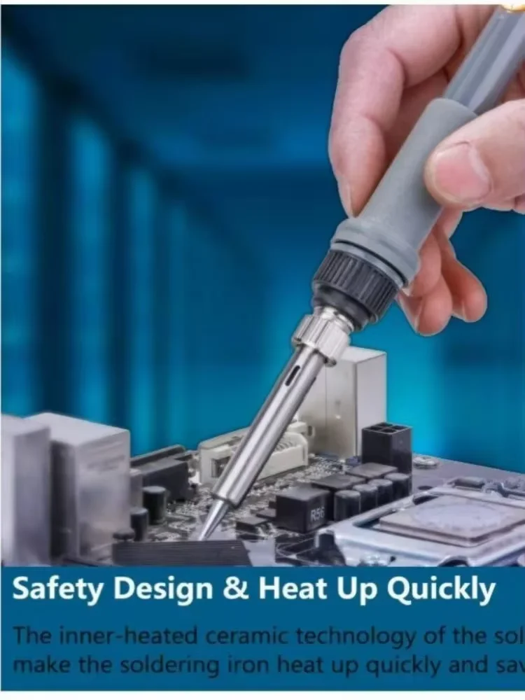 60W Adjustable Temperature Electric Soldering Iron Welding Rework Station with Heat Pen Tips for Repairing
60W Adjustable Temperature Electric Soldering Iron Welding Rework Station with Heat Pen Tips for Repairing