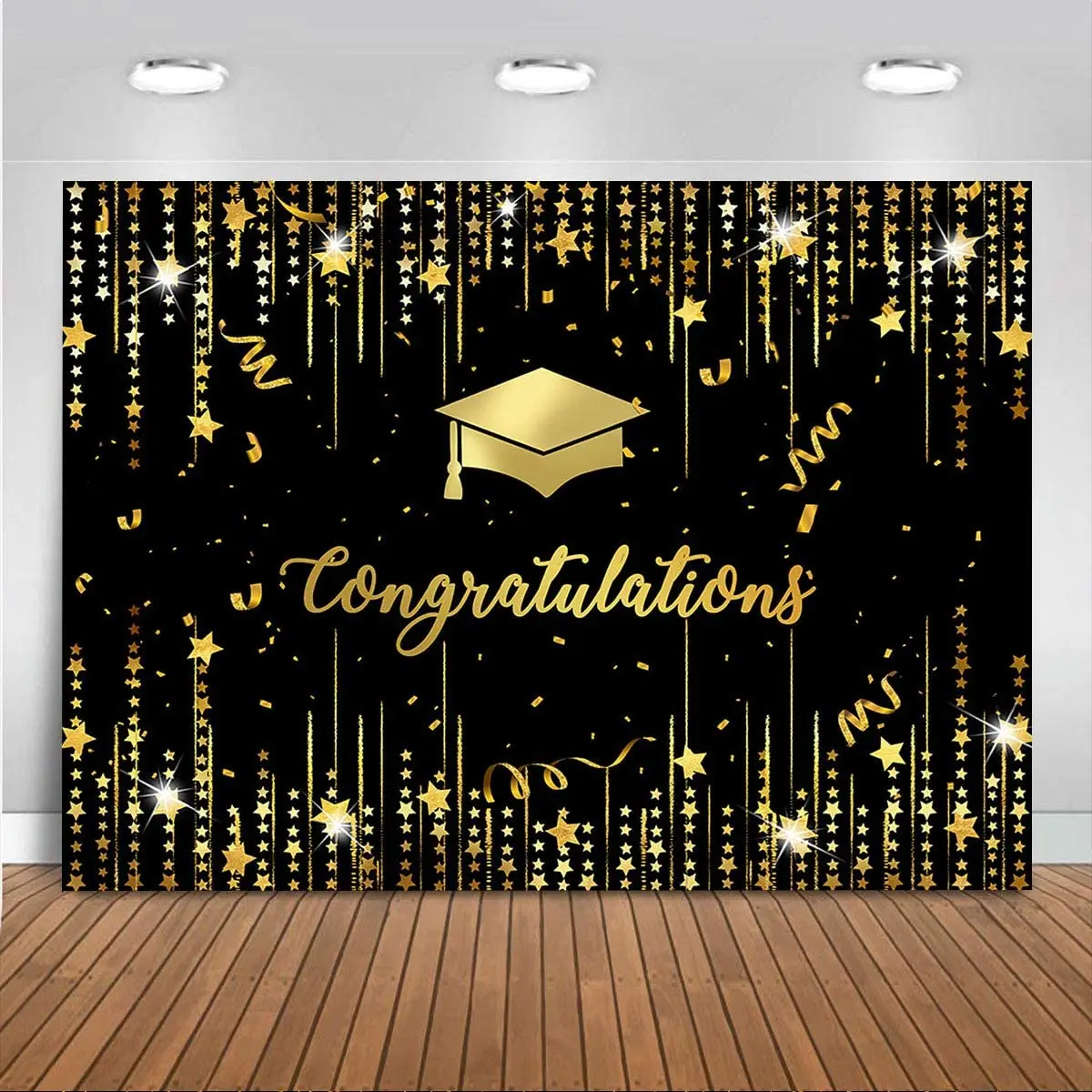 Congrats Graduation Backdrop Class of 2021 Photography Background Vinyl Black and Golden Bachelor Cap Ribbon Celebration Party
Congrats Graduation Backdrop Class of 2021 Photography Background Vinyl Black and Golden Bachelor Cap Ribbon Celebration Party