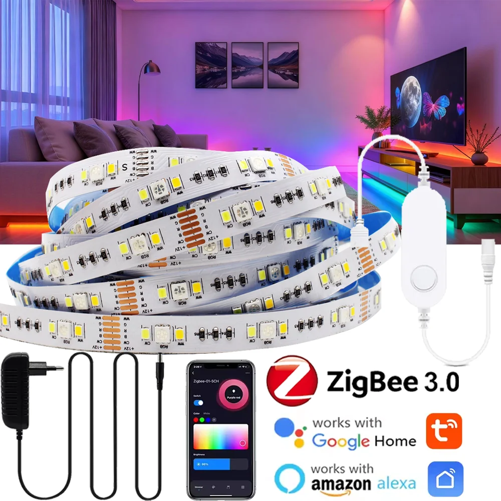 Светодиодная лента Zigbee 3.0 12В RGBCCT RGB CW WW, 1-5м, гибкая, диммируемая, 90 светодиодов/м, для умного дома, совместима с Alexa и Google
Светодиодная лента Zigbee 3.0 12В RGBCCT RGB CW WW, 1-5м, гибкая, диммируемая, 90 светодиодов/м, для умного дома, совместима с Alexa и Google
