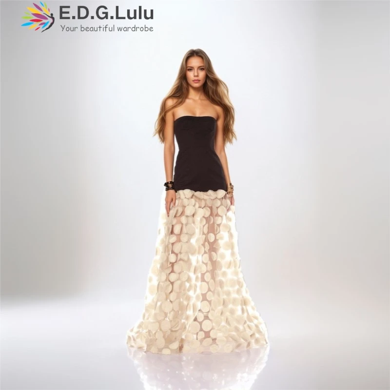 EDGLuLu Strapless Black Top Patchwork White Polka Dot Mesh Long Dresses Woman Sleeveless Backless Birthday Dress 0303
EDGLuLu Strapless Black Top Patchwork White Polka Dot Mesh Long Dresses Woman Sleeveless Backless Birthday Dress 0303