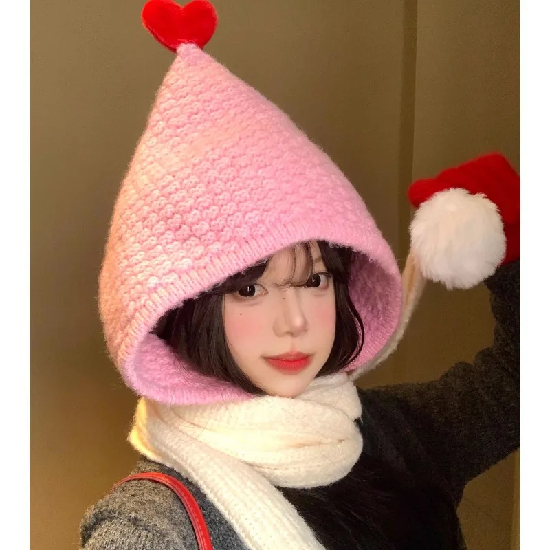 Ins Sweet Love Design контрастного цвета вязаные шапки-балаклавы женские зимние путешествия теплый универсальный шарф интегрированная шапка-бомбер
Ins Sweet Love Design контрастного цвета вязаные шапки-балаклавы женские зимние путешествия теплый универсальный шарф интегрированная шапка-бомбер