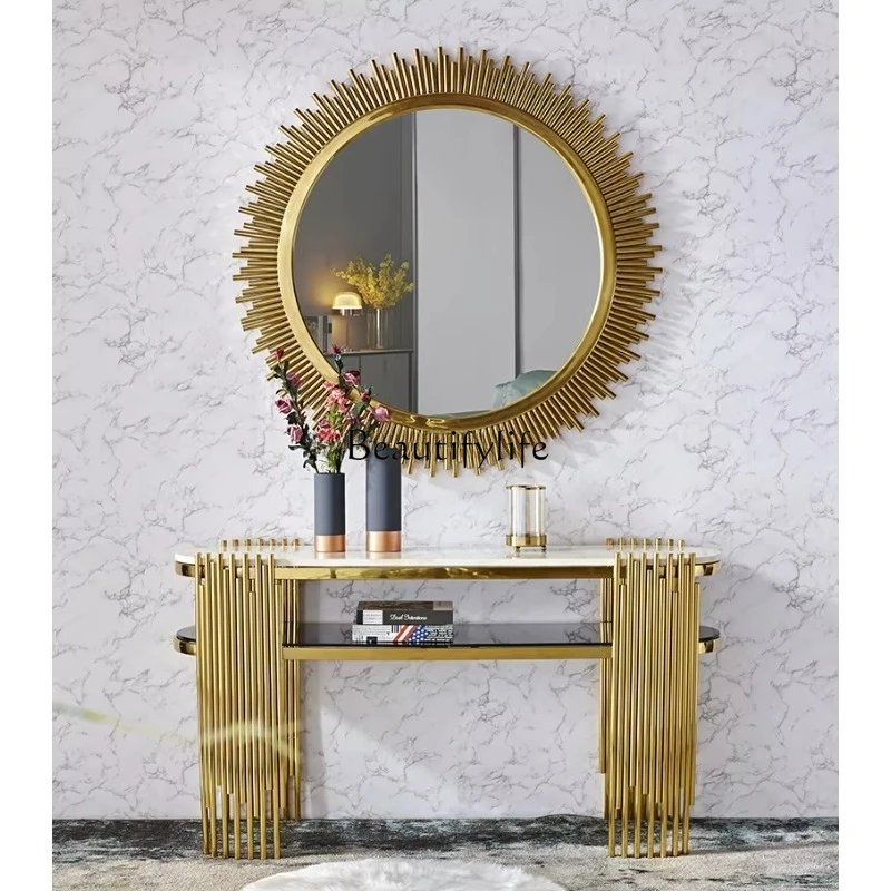 Modern living room furniture set, corridor console, gold stainless steel entrance table, marble console table
Modern living room furniture set, corridor console, gold stainless steel entrance table, marble console table