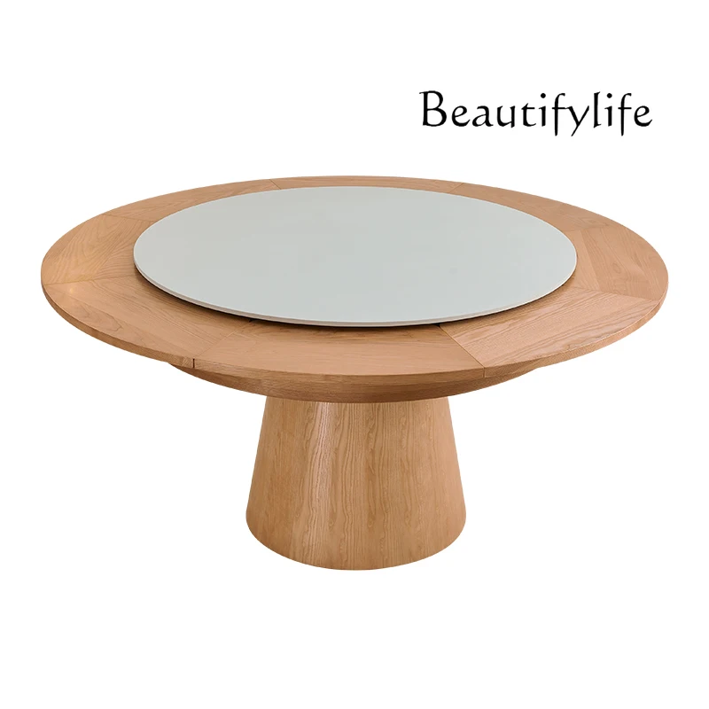 Rock slab rotating telescopic round dining table with turntable variable diameter ash wood dining table and chairs
Rock slab rotating telescopic round dining table with turntable variable diameter ash wood dining table and chairs
