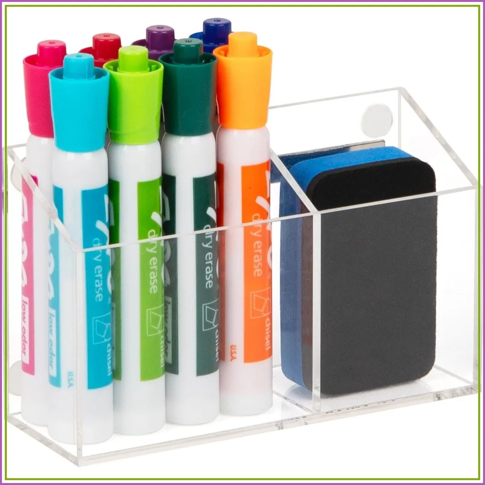 Acrylic Magnetic Whiteboard Organizer, 2-Compartment Dry Erase Marker and Eraser Holder, Desktop or Wall Mount, Clear
Acrylic Magnetic Whiteboard Organizer, 2-Compartment Dry Erase Marker and Eraser Holder, Desktop or Wall Mount, Clear