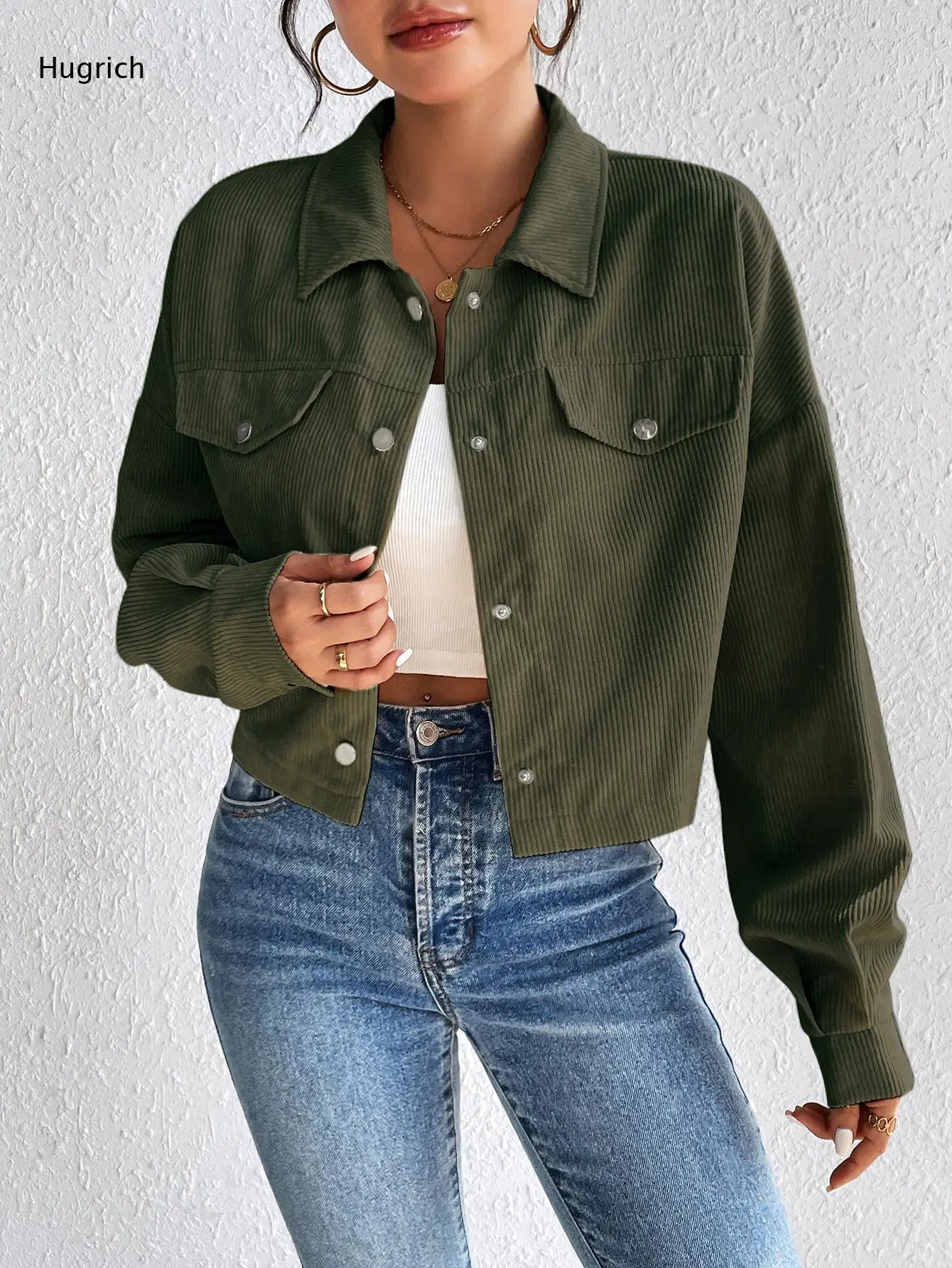Women's Casual Solid Color Corduroy Shirt Jacket Long Sleeve Button Down Lapel Collar Loose Fit Outerwear Coat for Autumn Winter
Women's Casual Solid Color Corduroy Shirt Jacket Long Sleeve Button Down Lapel Collar Loose Fit Outerwear Coat for Autumn Winter