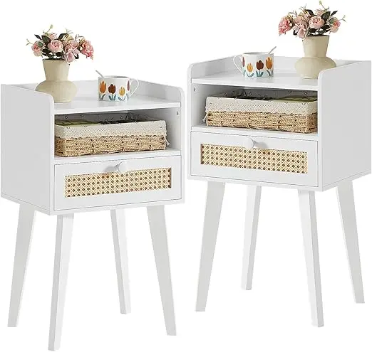 Rattan Night Stand Set o 2 with Der Open Shel, Cane Accent Nightstand Bed Side End Table with Solid Wood Legs,Boho Nightstands B
Rattan Night Stand Set o 2 with Der Open Shel, Cane Accent Nightstand Bed Side End Table with Solid Wood Legs,Boho Nightstands B