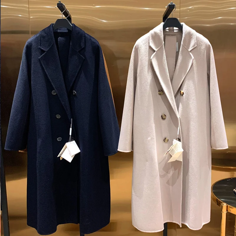2023 High-end Cashmere Coat Ladies Winter Long Beige Coat Slim-fit Belt Coat Autumn Navy Blue Coat Double-Breasted Hand-Stitched
2023 High-end Cashmere Coat Ladies Winter Long Beige Coat Slim-fit Belt Coat Autumn Navy Blue Coat Double-Breasted Hand-Stitched