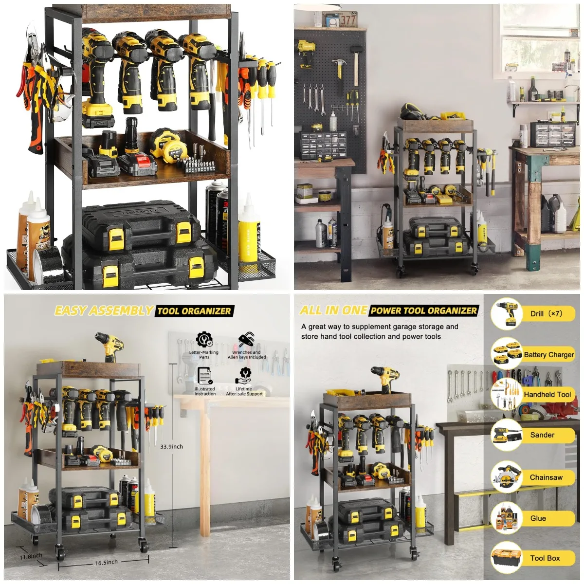 Rolling Tool Organizer with Wheels - Garage Storage Shelving, Open Chest Cabinet, Drill Rack Shelf for Workshop, Gift for Men/Da
Rolling Tool Organizer with Wheels - Garage Storage Shelving, Open Chest Cabinet, Drill Rack Shelf for Workshop, Gift for Men/Da