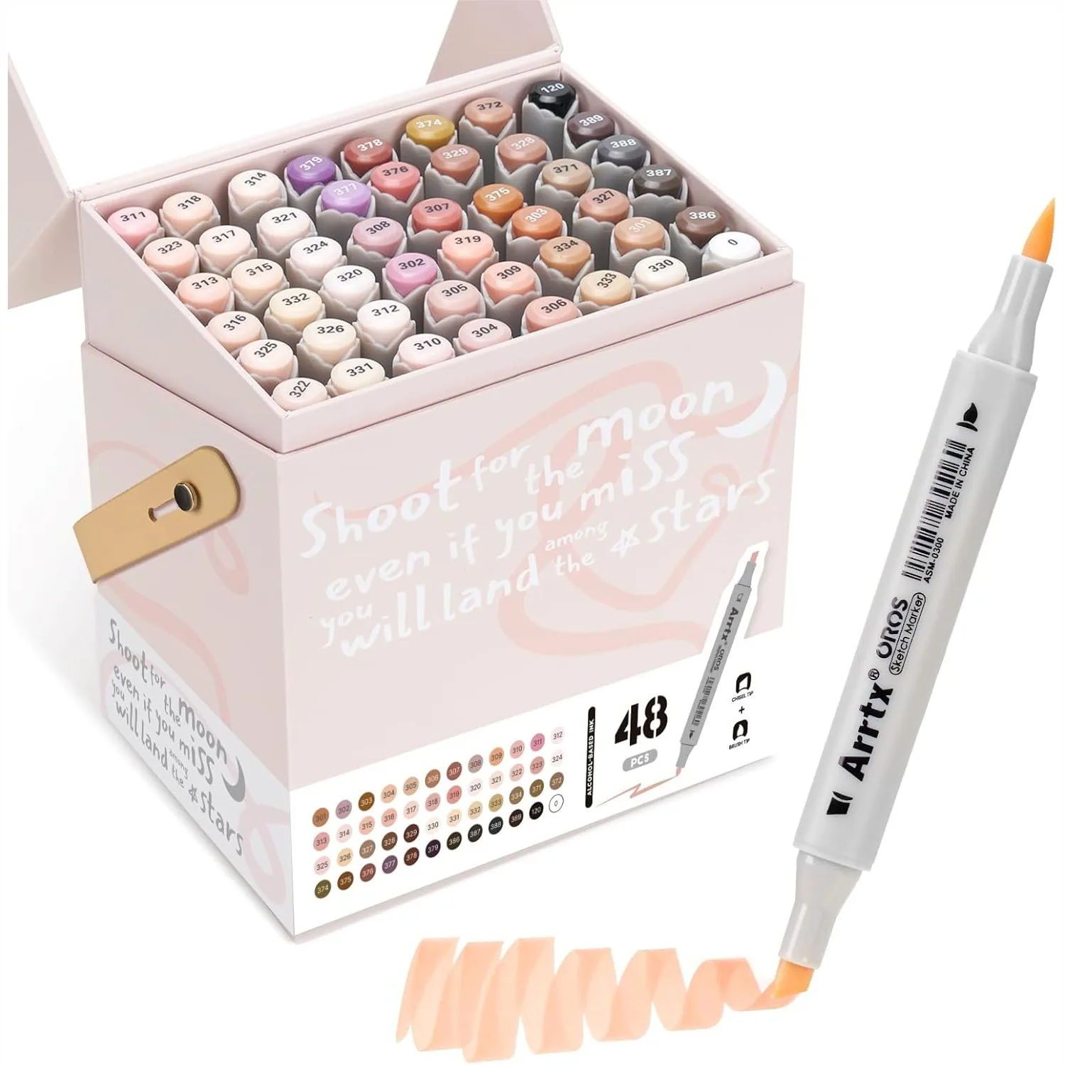 48 Skin Tone Alcohol Markers, Brush & Chisel Tip Art Markers for Adult Coloring, Sketching, Drawing, Gift Packaging
48 Skin Tone Alcohol Markers, Brush & Chisel Tip Art Markers for Adult Coloring, Sketching, Drawing, Gift Packaging