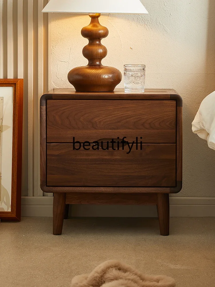 North American black walnut all-solid wood bedside table Nordic creative bedside, simple modern storage cabinet2936 
North American black walnut all-solid wood bedside table Nordic creative bedside, simple modern storage cabinet2936