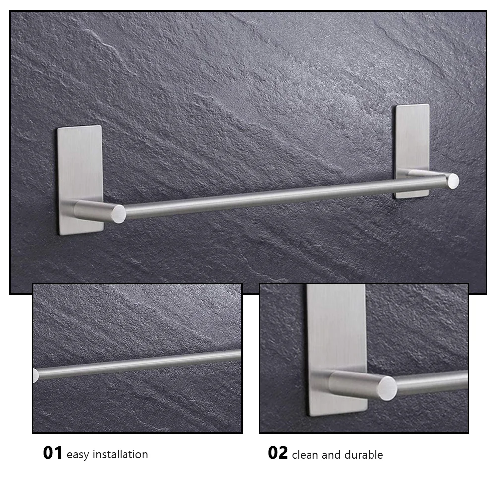 1pc Stainless Steel Towel Rack No Drilling Adhesive Wall Mount Bathroom Storage Holder Non-Perforated Shelf Towel Organizer
1pc Stainless Steel Towel Rack No Drilling Adhesive Wall Mount Bathroom Storage Holder Non-Perforated Shelf Towel Organizer