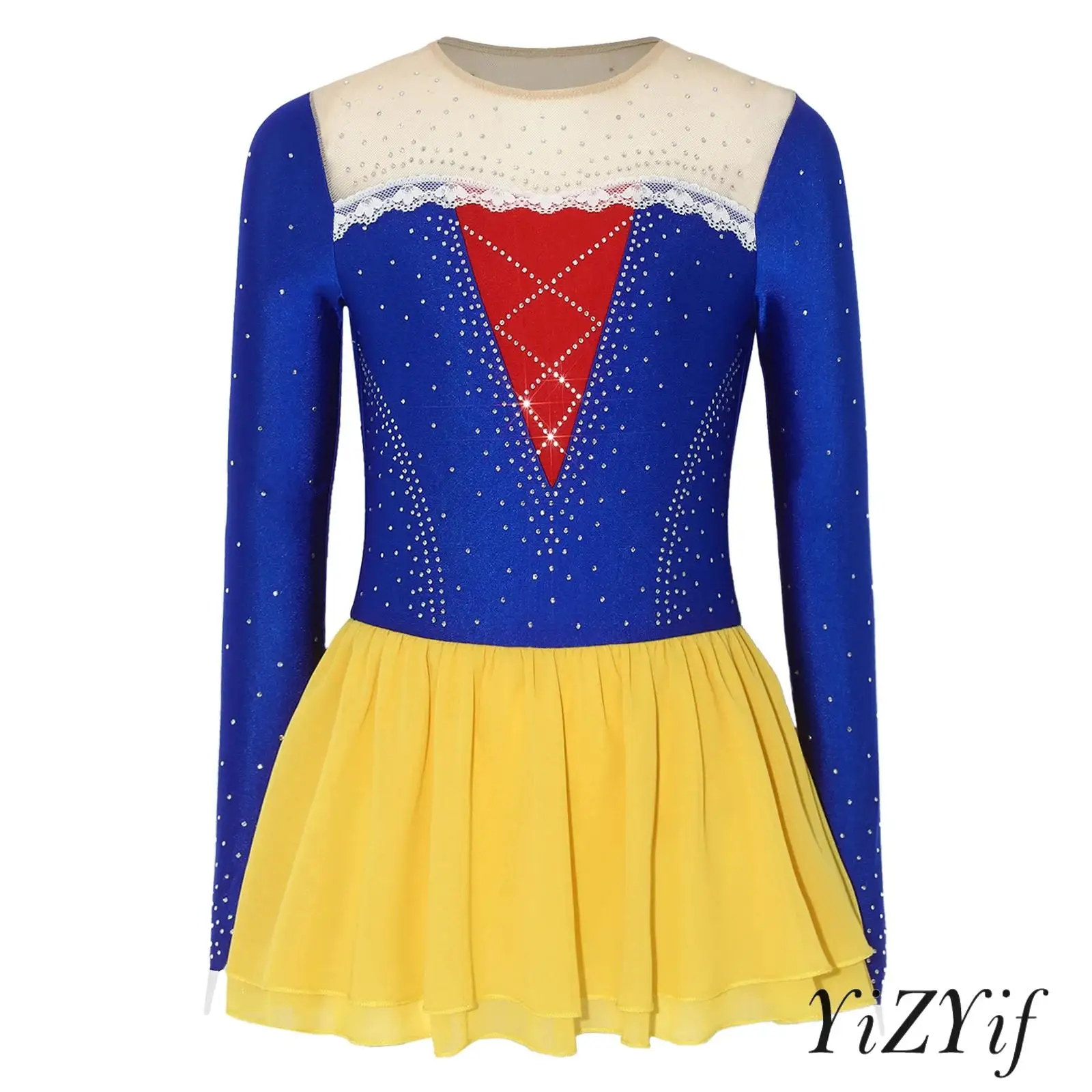 Kids Girls Figure Ice Skating Dress Princess Long Sleeve Sparkly Rhinestones Lace Decor Contrast Color Dress Ballerina Costume
Kids Girls Figure Ice Skating Dress Princess Long Sleeve Sparkly Rhinestones Lace Decor Contrast Color Dress Ballerina Costume