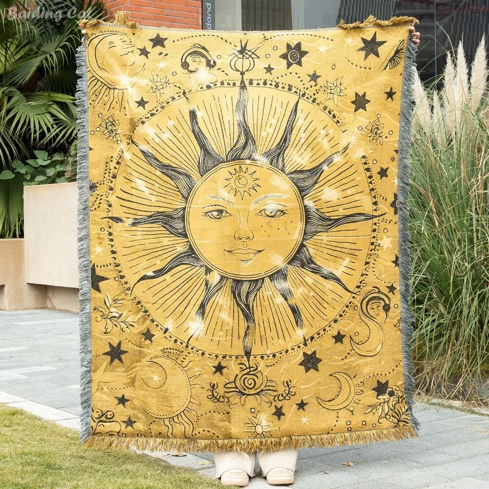 Vintage Sun God Tapestry Blanket Retro Celestial Sun Boho Woven Throw with Fringe for Sofa Bed Wall Decor Living Room Bedroom
Vintage Sun God Tapestry Blanket Retro Celestial Sun Boho Woven Throw with Fringe for Sofa Bed Wall Decor Living Room Bedroom