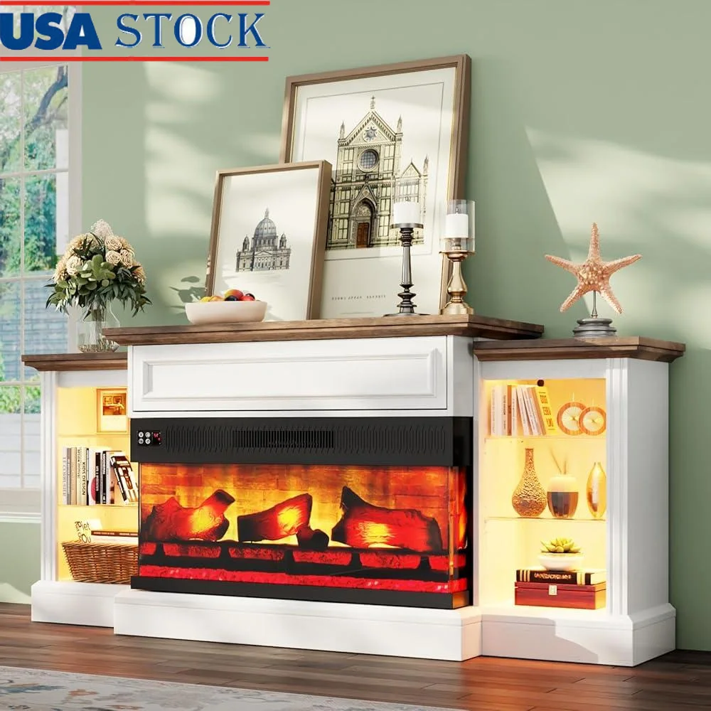 Electric Fireplace TV Stand with 3-Sided Panoramic Glass Mantel Heater Adjustable Temperature Storage Cabinets TVs Up to 65 Inch
Electric Fireplace TV Stand with 3-Sided Panoramic Glass Mantel Heater Adjustable Temperature Storage Cabinets TVs Up to 65 Inch
