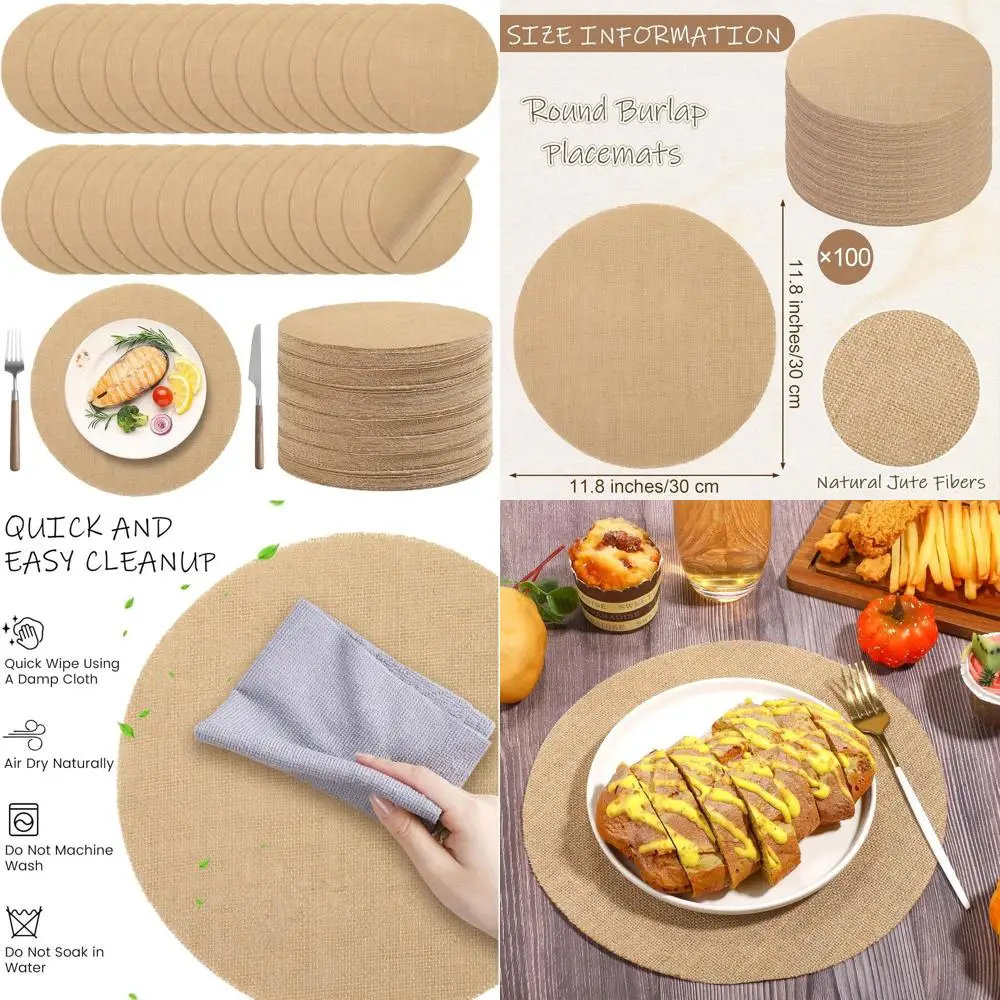 Набор из 100 круглых подставок под тарелки из натурального джута, диаметр 11,8 дюймов, многоразовые, для деревенских свадеб и повседневного использования
Набор из 100 круглых подставок под тарелки из натурального джута, диаметр 11,8 дюймов, многоразовые, для деревенских свадеб и повседневного использования