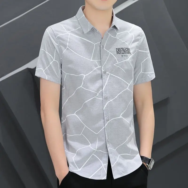 Mens Lapel Collar All Over ck Geometric Print Chest Letter Embellishment Slim Short Sleeve Shirt
Mens Lapel Collar All Over ck Geometric Print Chest Letter Embellishment Slim Short Sleeve Shirt