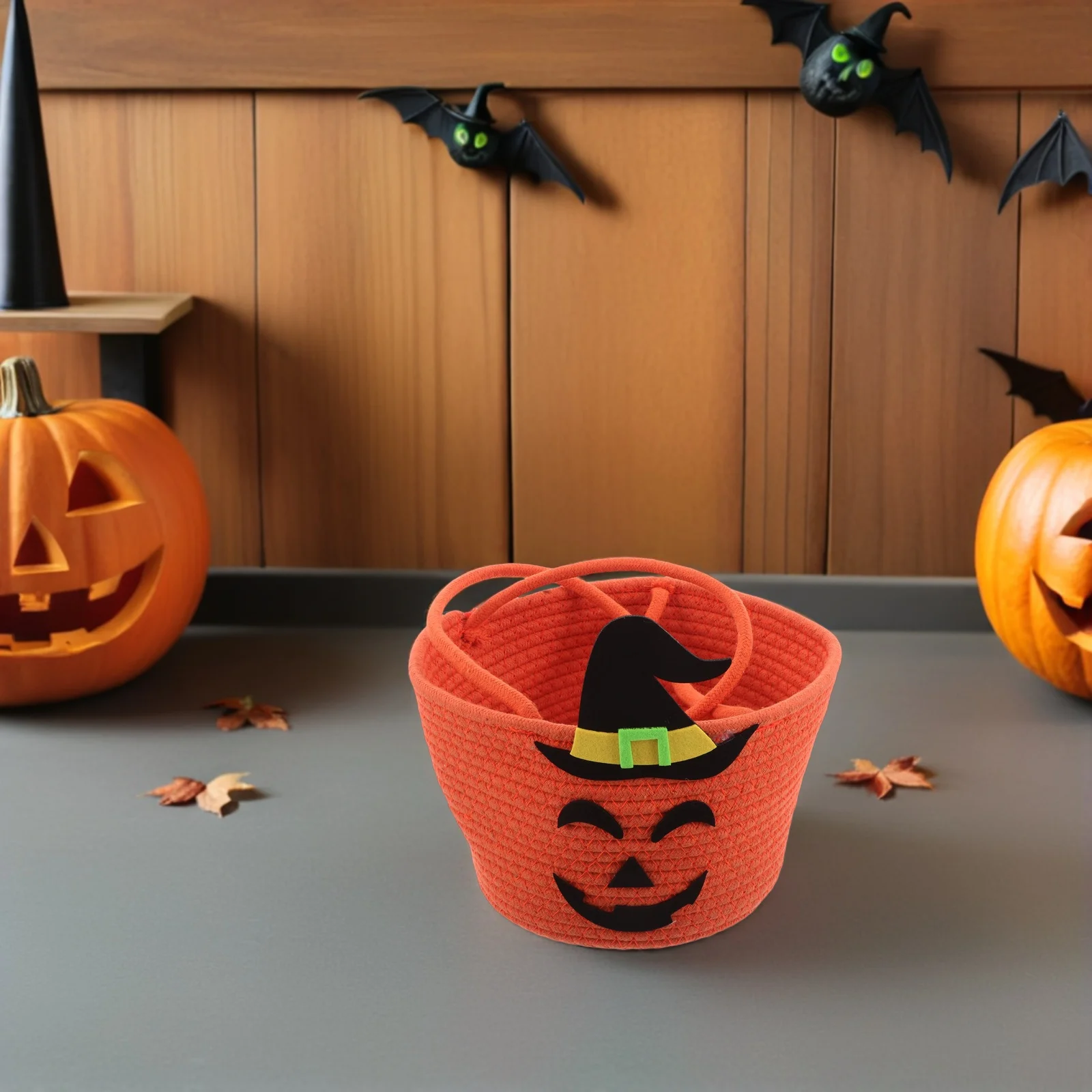 Candy Tote with Handle Halloween Woven Basket Functional Goodie Pouch for Kids Trick Or Treating Halloween Party Favor Container
Candy Tote with Handle Halloween Woven Basket Functional Goodie Pouch for Kids Trick Or Treating Halloween Party Favor Container