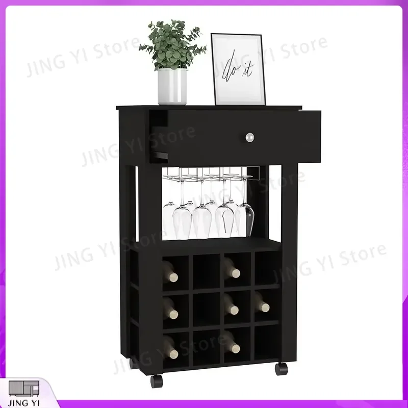 Black Wine Cabinet Bar Cart with 12 Bottle Capacity Stainless Steel Frame Four Legs Adjustable Shelves Home Bar Furniture
Black Wine Cabinet Bar Cart with 12 Bottle Capacity Stainless Steel Frame Four Legs Adjustable Shelves Home Bar Furniture