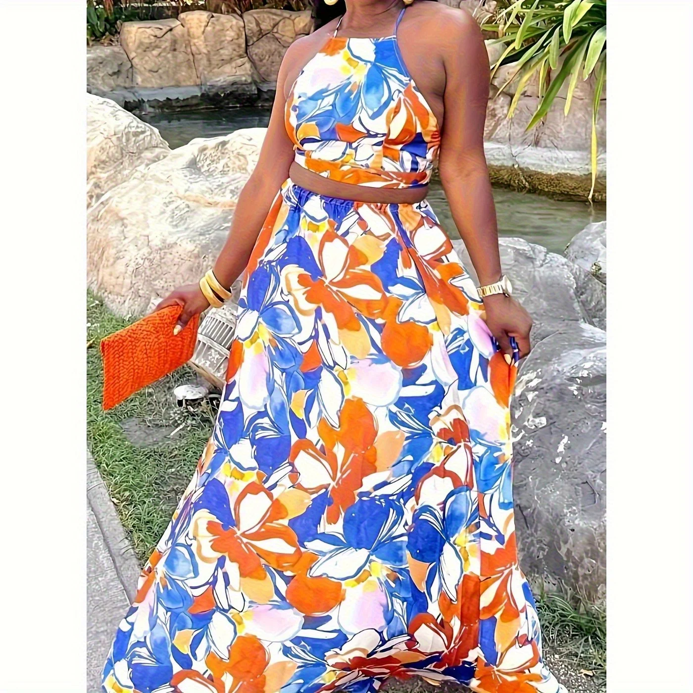 Casual Street Daily Elegant Vacation Mix and Match Print Color Hanging Neck Sleeveless Two-piece Set
Casual Street Daily Elegant Vacation Mix and Match Print Color Hanging Neck Sleeveless Two-piece Set