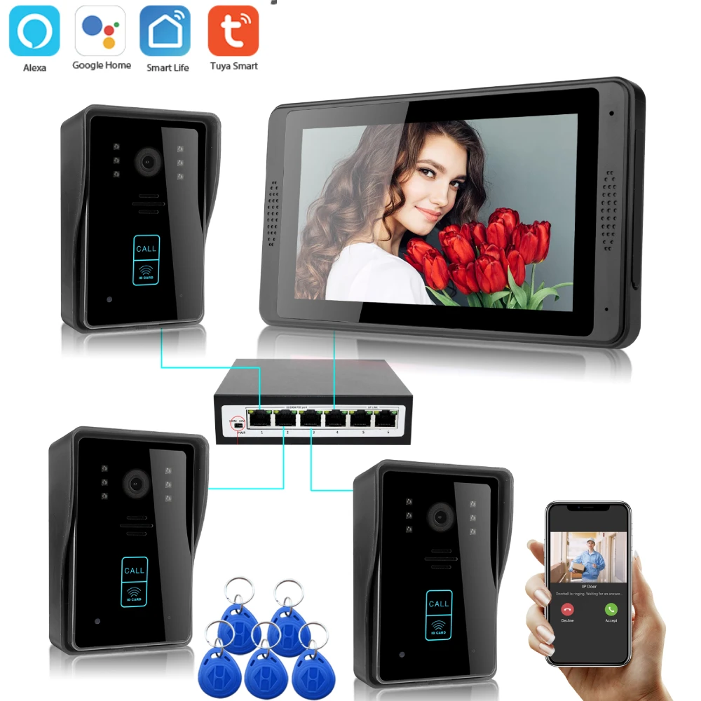 WiFi Video Door Phone,Tuya Smart Intercom System,7 Inch Touch Screen Display,POE Doorbell,RFID Unlock,Video Record
WiFi Video Door Phone,Tuya Smart Intercom System,7 Inch Touch Screen Display,POE Doorbell,RFID Unlock,Video Record