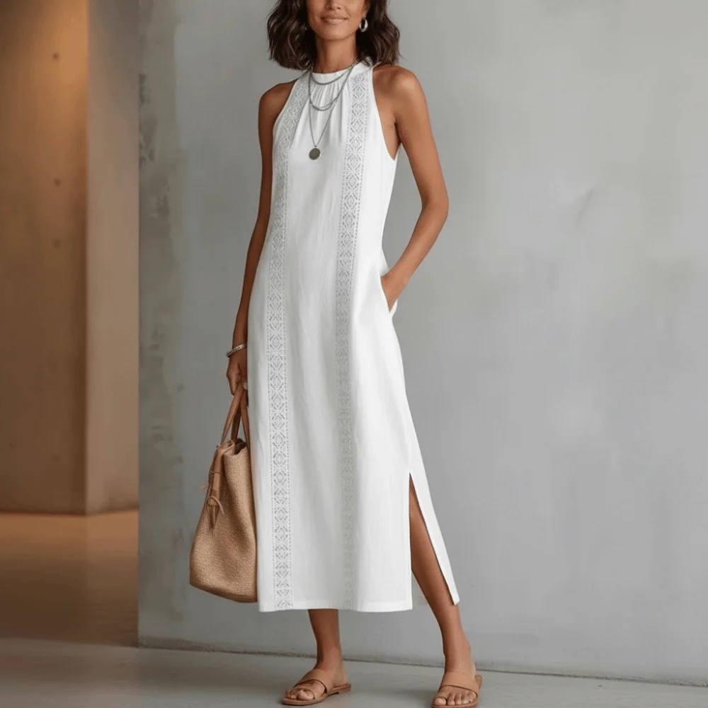 Elegant Neck Hanging Lace Splicing Dress Hollow Out Loose Fit Long Skirt Beach Bohemian Style Women's Summer Dress Party
Elegant Neck Hanging Lace Splicing Dress Hollow Out Loose Fit Long Skirt Beach Bohemian Style Women's Summer Dress Party