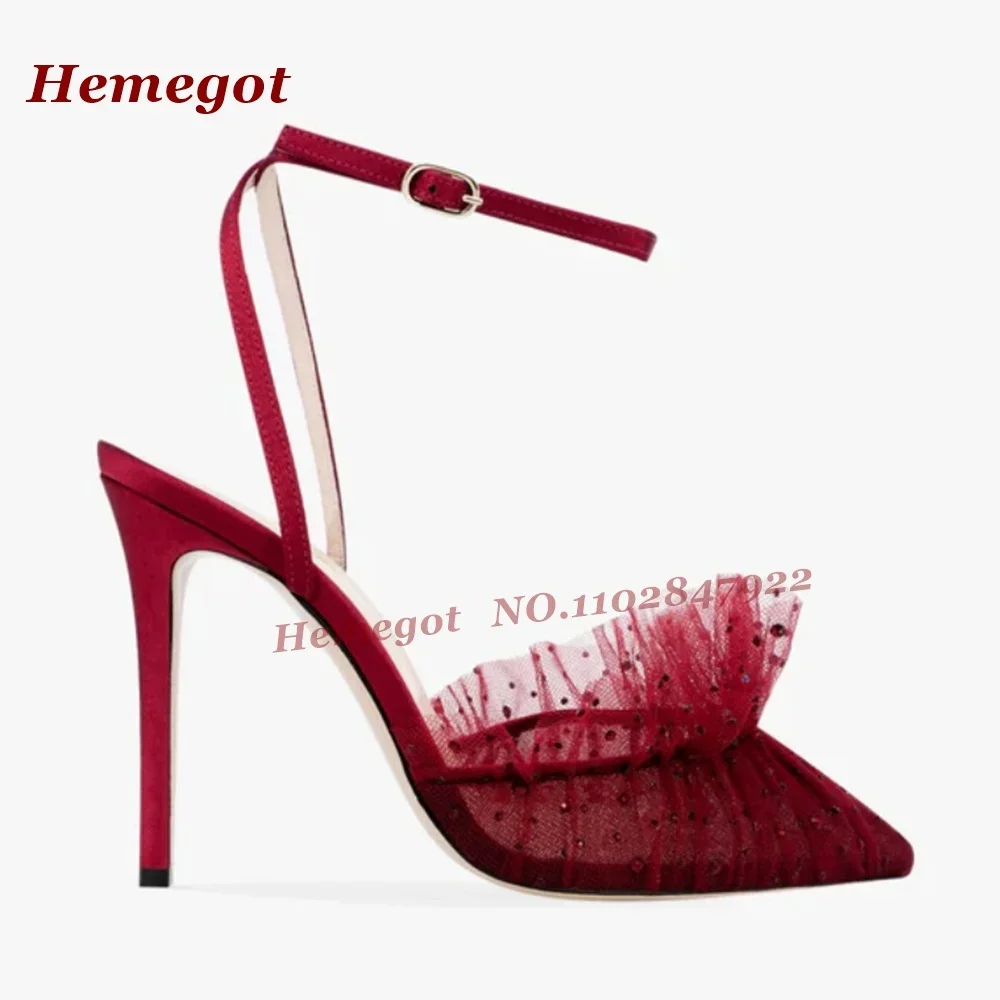 Ruffle Pointed Toe Ankle Strap Stiletto Sandals Women's Nude Mesh Rhinestone Slingback Heels Sandals Elegant Bridal Wedding Shoe
Ruffle Pointed Toe Ankle Strap Stiletto Sandals Women's Nude Mesh Rhinestone Slingback Heels Sandals Elegant Bridal Wedding Shoe