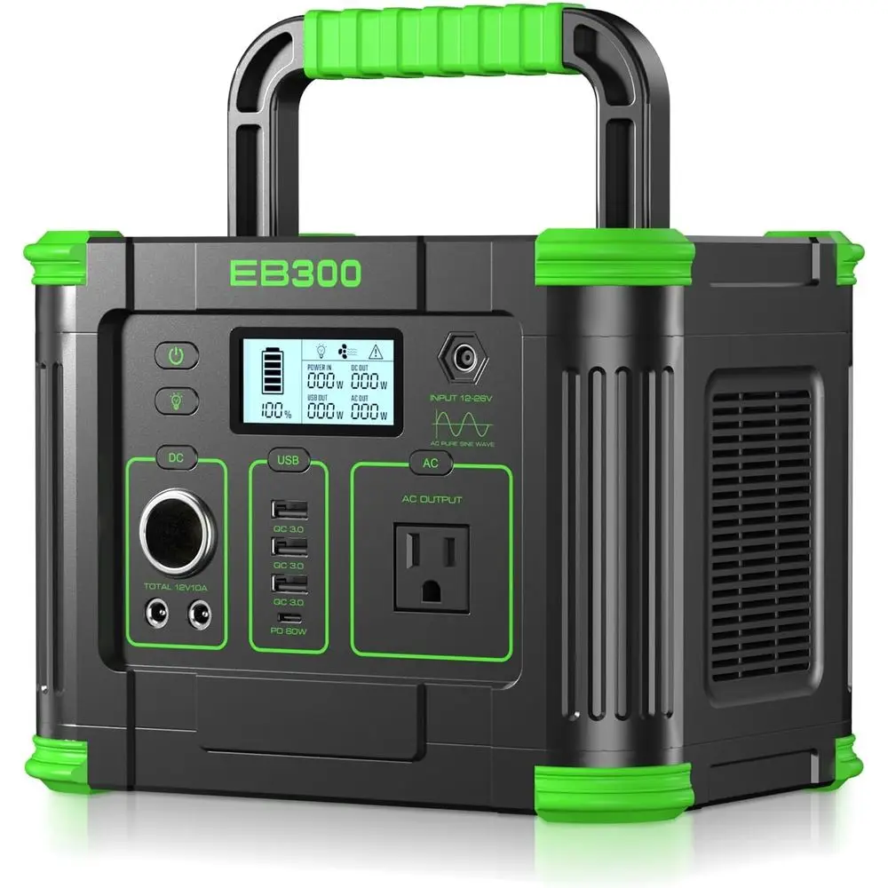 300W 288Wh Portable Power Station with 60W USB-C PD, 110V AC Outlet for Outdoor and Emergency Power
300W 288Wh Portable Power Station with 60W USB-C PD, 110V AC Outlet for Outdoor and Emergency Power