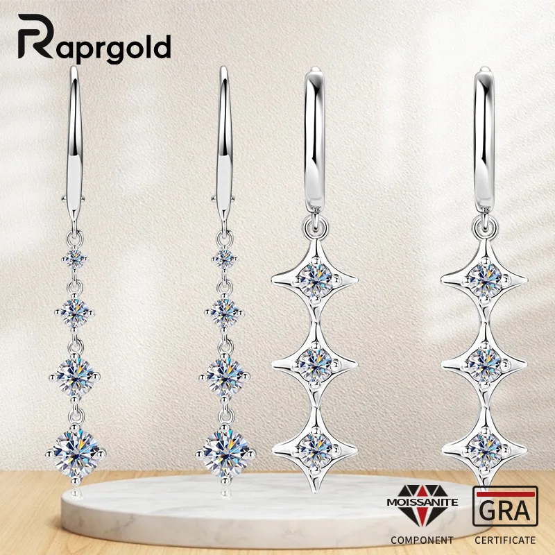 RAPRGOLD GRA Certified Moissanite Star Tassels Chains Hoop Earring for Women 925 Sterling Silver Earring Jewelry Gift Pendientes
RAPRGOLD GRA Certified Moissanite Star Tassels Chains Hoop Earring for Women 925 Sterling Silver Earring Jewelry Gift Pendientes