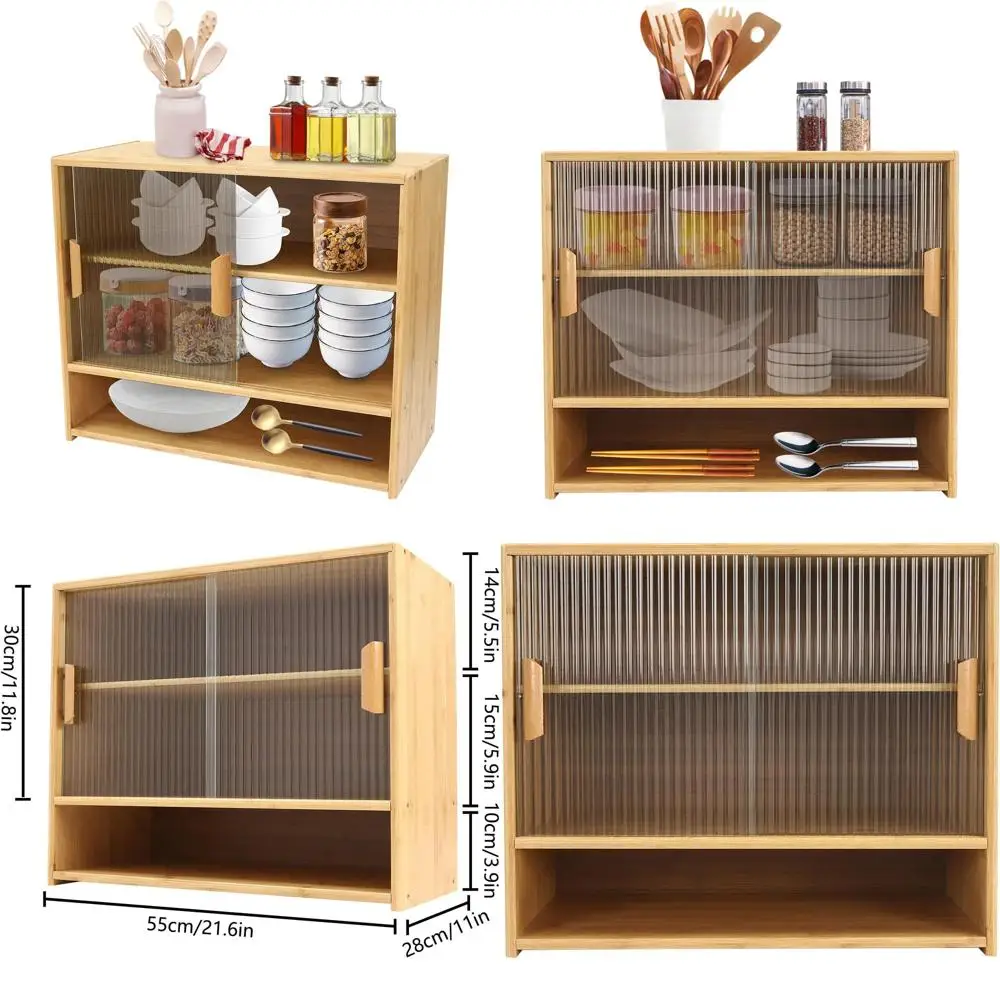 Отдельно стоящая бамбуковая кухонная кладовая с раздвижными стеклянными дверями для хранения специй, посуды и многого другого
Отдельно стоящая бамбуковая кухонная кладовая с раздвижными стеклянными дверями для хранения специй, посуды и многого другого