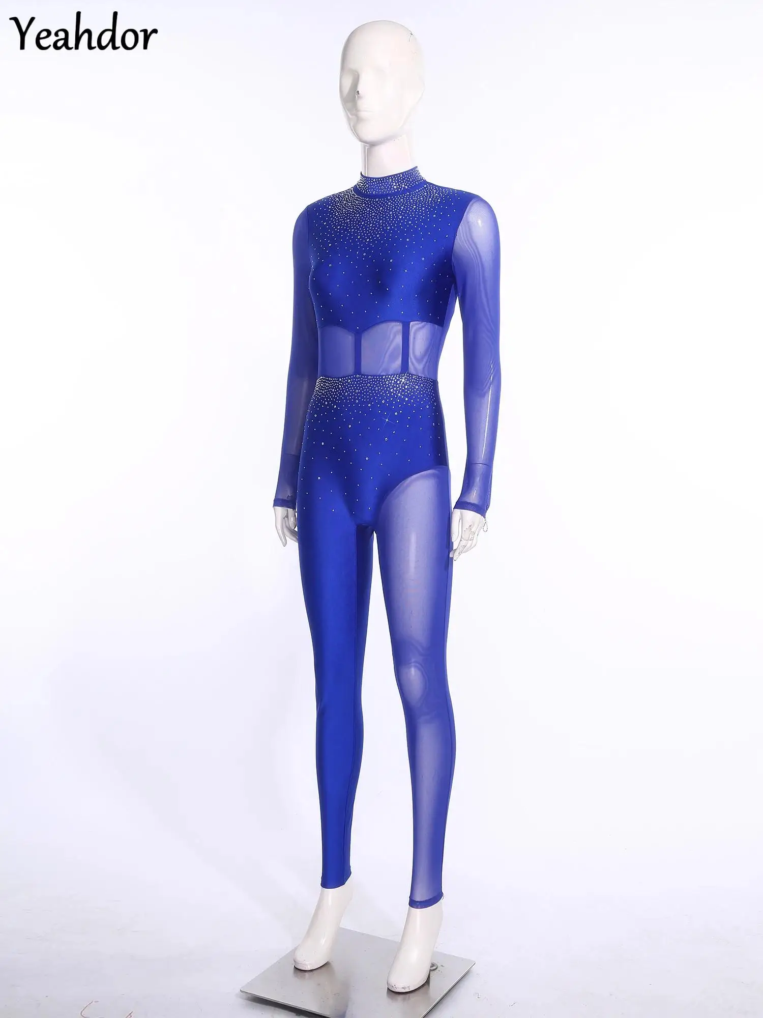 Women Gymnastics Unitard Bodysuit Rhinestone Sheer Mesh Patchwork Cutout Back Full Body Suit Jumpsuit Figure Skating Performance
Women Gymnastics Unitard Bodysuit Rhinestone Sheer Mesh Patchwork Cutout Back Full Body Suit Jumpsuit Figure Skating Performance