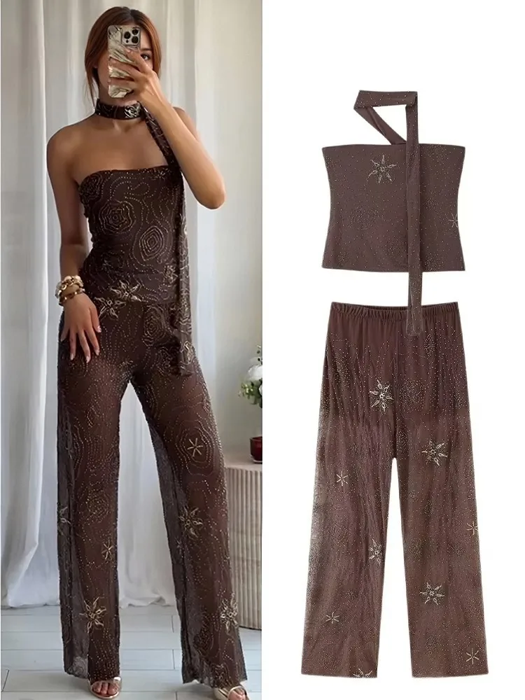 Fashion Beaded Decoration Translucent Tulle Tank Top Women Sequins Vintage Sleeveless Backless Tops 2025 Summer Casual Slim Top
Fashion Beaded Decoration Translucent Tulle Tank Top Women Sequins Vintage Sleeveless Backless Tops 2025 Summer Casual Slim Top