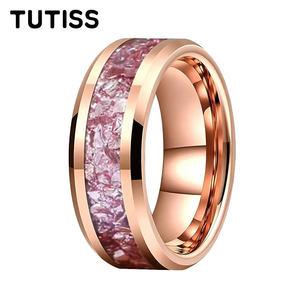 TUTISS 6/8mm Tungsten Carbide Ring for Men, Pink Glass Stone Inlay Beveled Edge Polished Wedding Band Engagement Promise Ring
TUTISS 6/8mm Tungsten Carbide Ring for Men, Pink Glass Stone Inlay Beveled Edge Polished Wedding Band Engagement Promise Ring