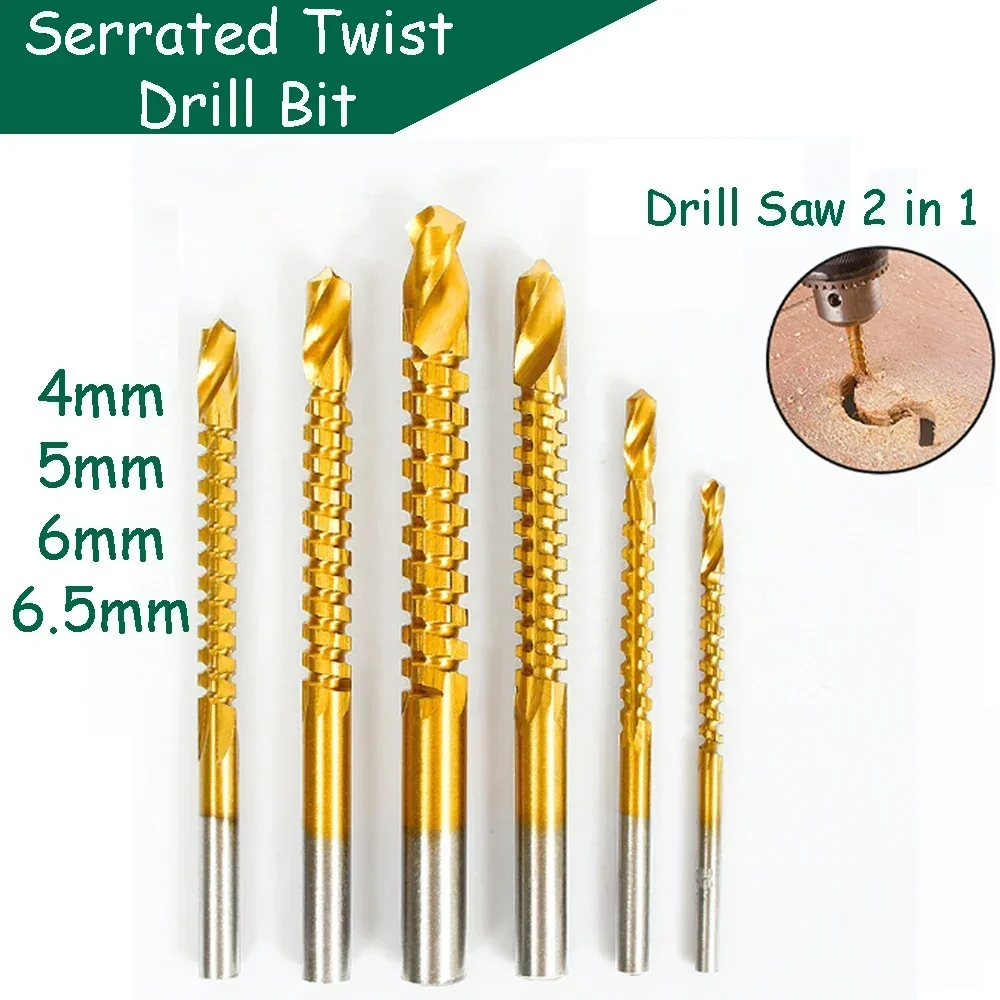 Serrated Twist Drill 4mm 5mm 6mm Titanium-Plated High-Speed Steel Woodworking Multi-function Electric Rotary Head Board Reaming
Serrated Twist Drill 4mm 5mm 6mm Titanium-Plated High-Speed Steel Woodworking Multi-function Electric Rotary Head Board Reaming