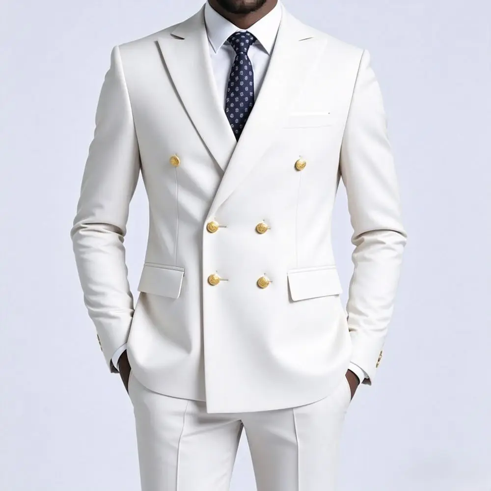 Slim Fit Men Suits Double Breasted 2 Pieces Formal Wedding Tuxedo Gold Buttons Flap Pockets Decorative Cuff Buttons Groom Prom
Slim Fit Men Suits Double Breasted 2 Pieces Formal Wedding Tuxedo Gold Buttons Flap Pockets Decorative Cuff Buttons Groom Prom