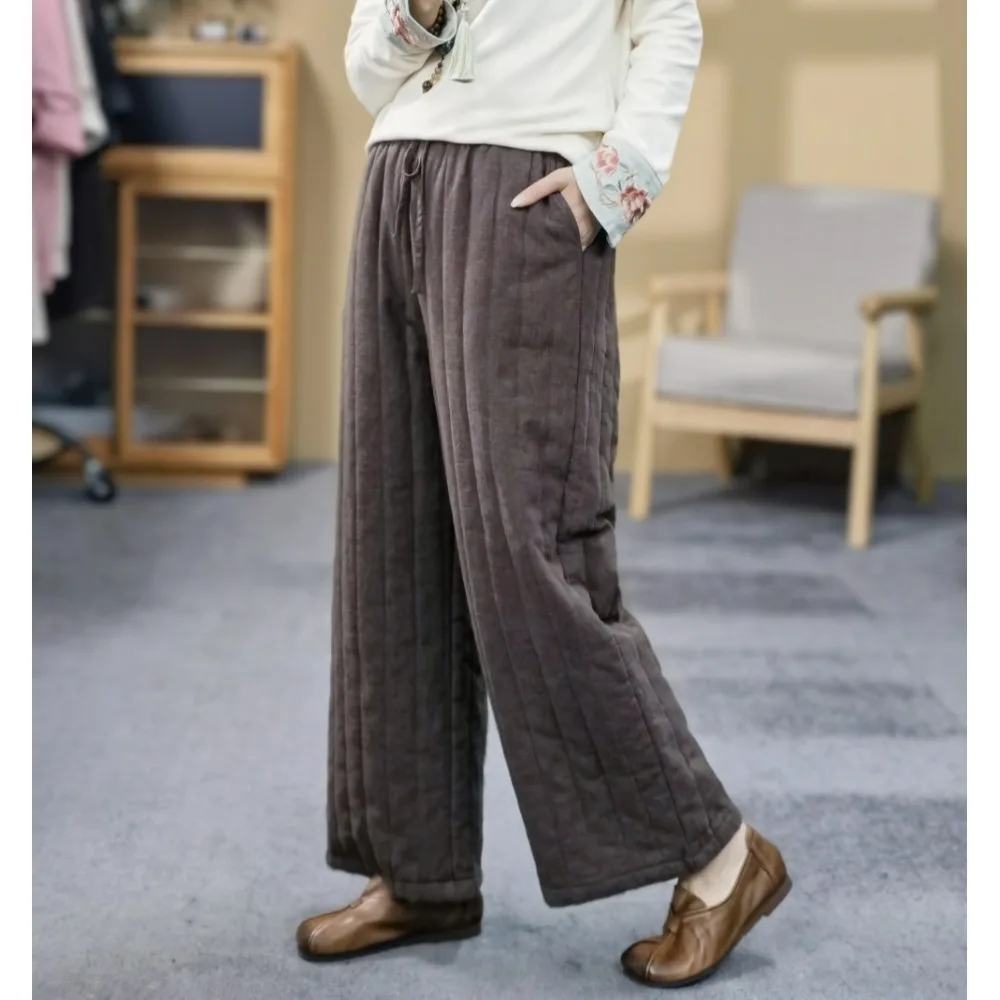 Новые зимние льняные брюки в стиле ретро, однотонные хлопковые брюки, женские хлопковые брюки с эластичной резинкой на талии, прямые длинные брюки
Новые зимние льняные брюки в стиле ретро, однотонные хлопковые брюки, женские хлопковые брюки с эластичной резинкой на талии, прямые длинные брюки