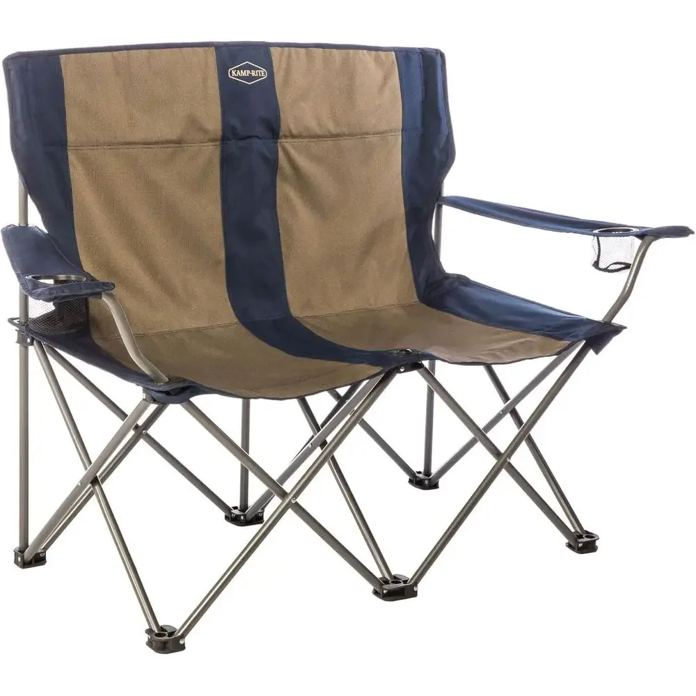 Collapsible Double Camping Chair for 2, Outdoor Beach Lawn, 500LB Capacity, Navy/Tan
Collapsible Double Camping Chair for 2, Outdoor Beach Lawn, 500LB Capacity, Navy/Tan