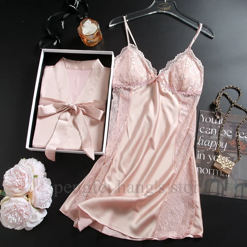Backless Nightdress Soft Satin 2Pcs Nigty&robe Suit Women Loose Kimono Intimate Lingerie Luxury Lace Full Slip Nightgown
Backless Nightdress Soft Satin 2Pcs Nigty&robe Suit Women Loose Kimono Intimate Lingerie Luxury Lace Full Slip Nightgown