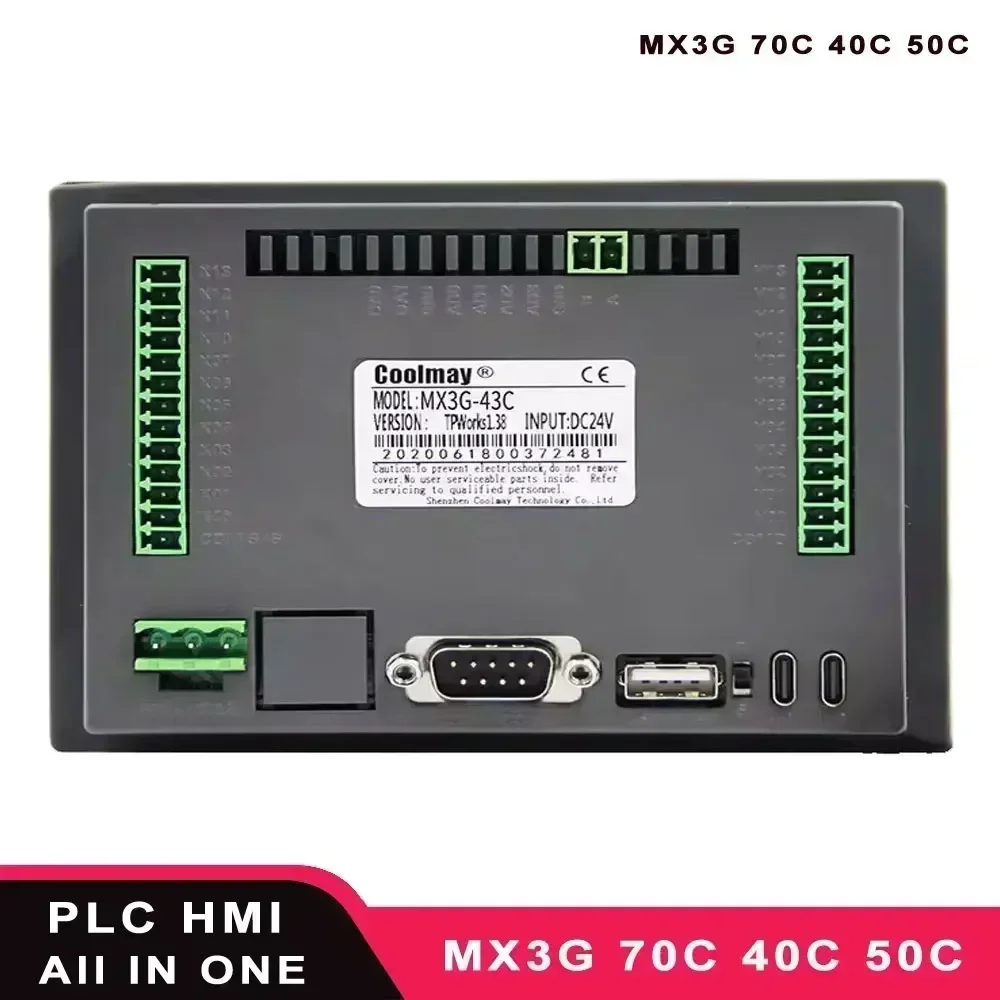 Coolmay MX3G 70C 40C 50C C40 PLC HMI All in One Integrated Ethernet Compatible FX3G/FX3U/FX3S Support MODBUS RS485 GX Works2
Coolmay MX3G 70C 40C 50C C40 PLC HMI All in One Integrated Ethernet Compatible FX3G/FX3U/FX3S Support MODBUS RS485 GX Works2