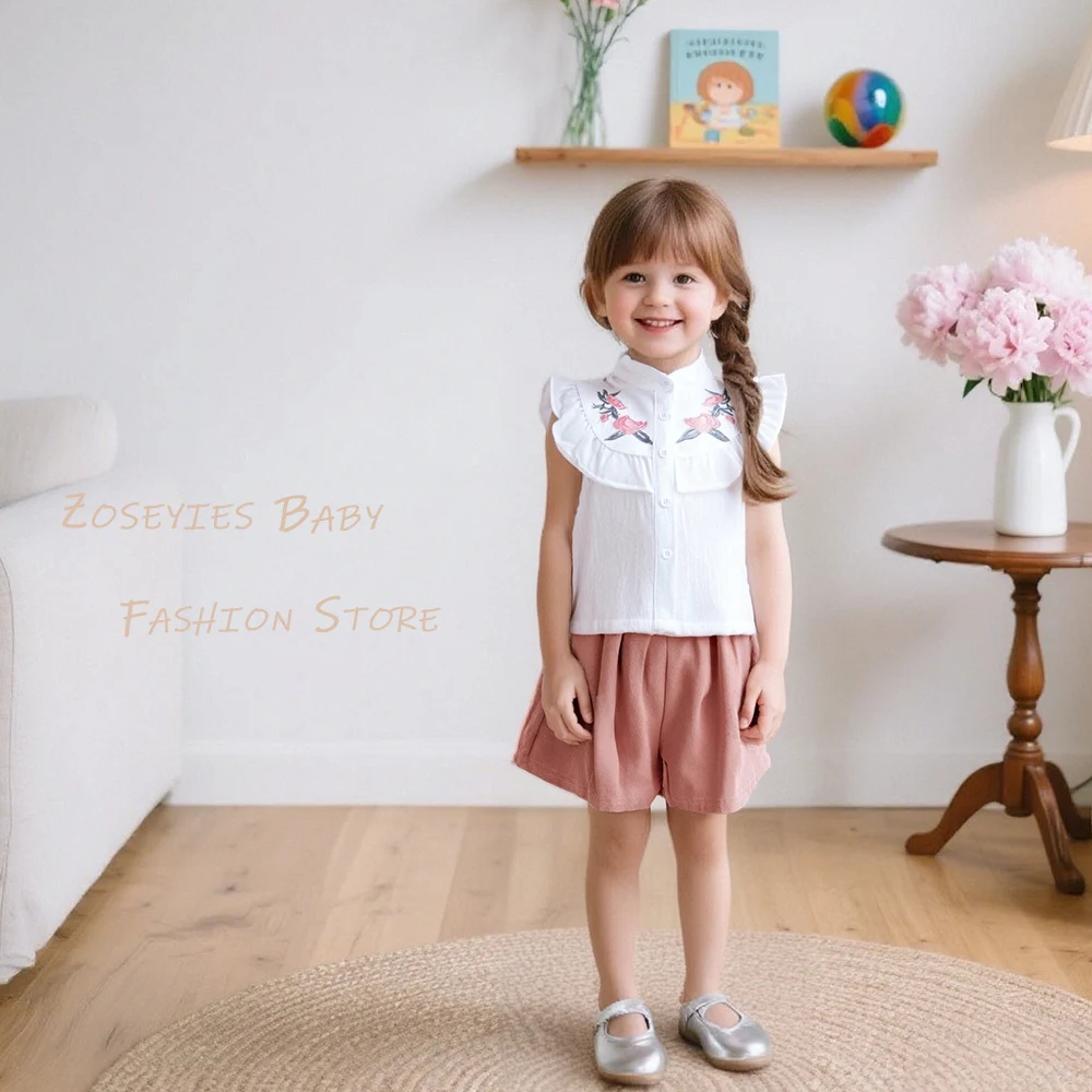 2pc/Set Baby Girl Set Summer Flower Embroidery Top Shorts Girls Clothing Cute Cotton Girls Beach Set Children's Costume
2pc/Set Baby Girl Set Summer Flower Embroidery Top Shorts Girls Clothing Cute Cotton Girls Beach Set Children's Costume