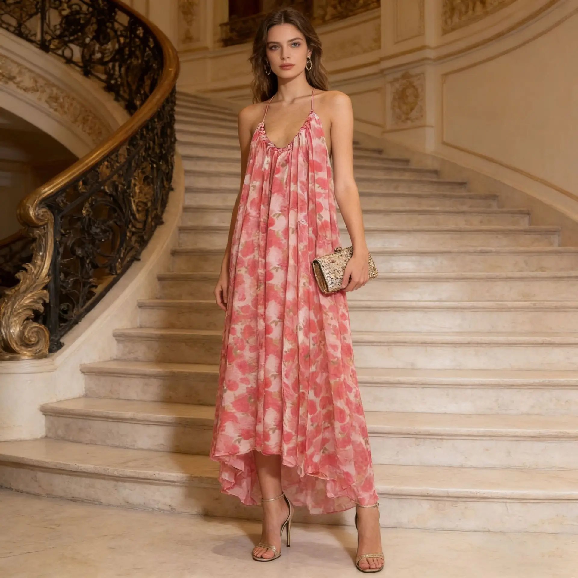 Sexy Sweet And Spicy Floral Long Dress Neck Hanging Spring 2026 New Women's Dress Bohemian Style Loose Waist Polyester Material
Sexy Sweet And Spicy Floral Long Dress Neck Hanging Spring 2026 New Women's Dress Bohemian Style Loose Waist Polyester Material