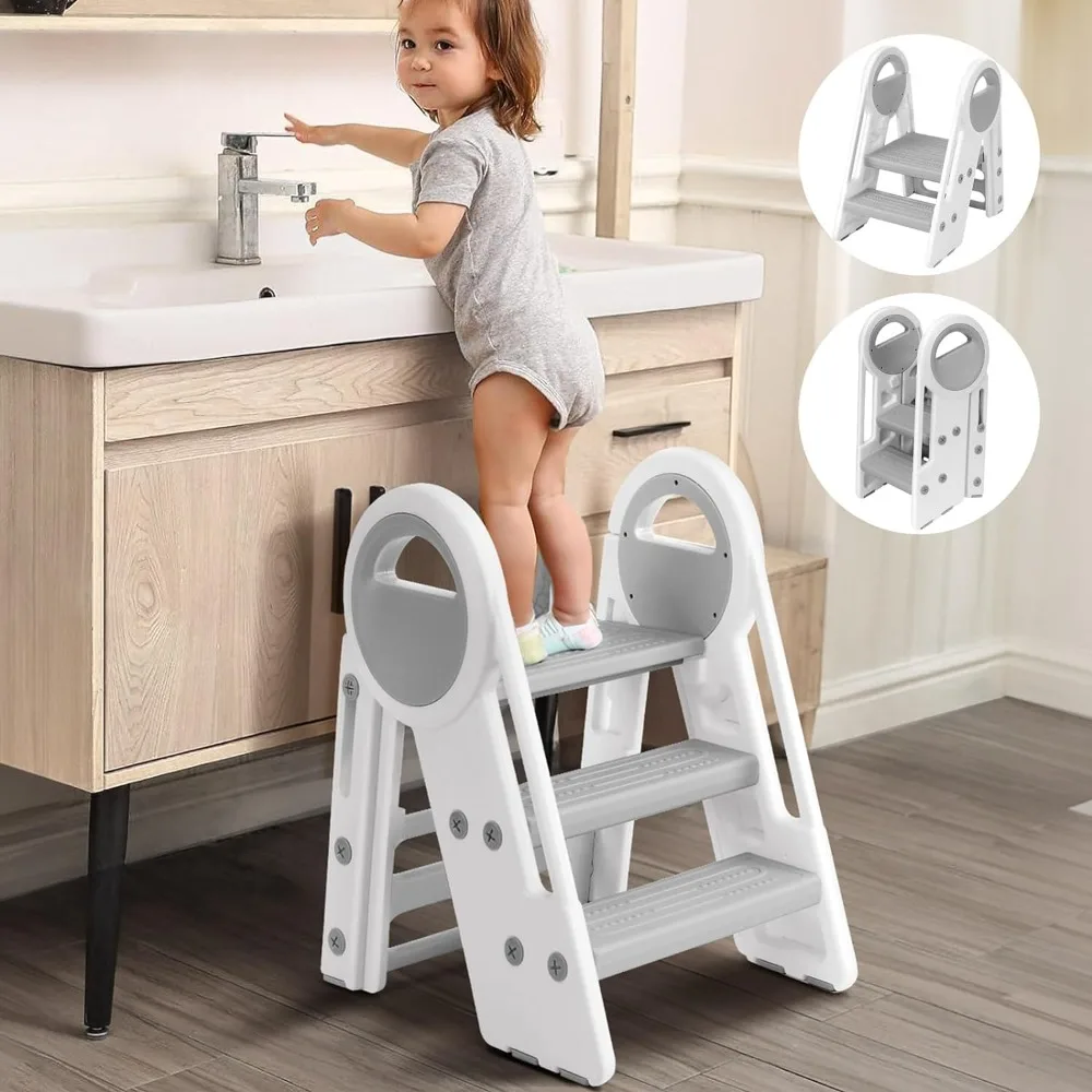 Step Stool ,Gimars Upgrade Triple Stability Foldable Adjustable 2 Steps to 3 Steps Toddler Step Stool for Bathroom Sink
Step Stool ,Gimars Upgrade Triple Stability Foldable Adjustable 2 Steps to 3 Steps Toddler Step Stool for Bathroom Sink