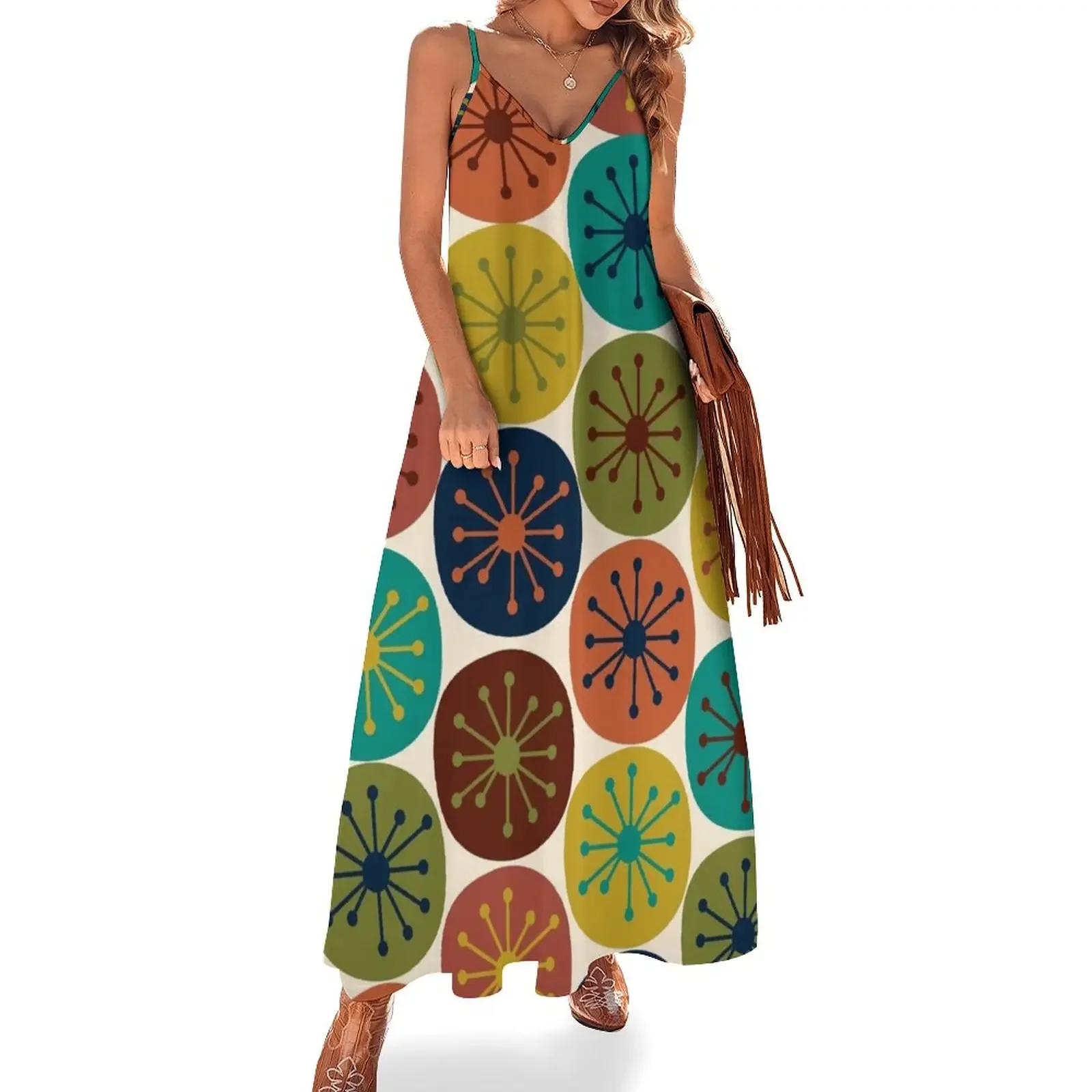 Atomic Age Retro Dots - Midcentury Modern Pattern in Mid Mod Turquoise, Olive Green, Mustard, Orange, Blue, and Sleeveless Dress
Atomic Age Retro Dots - Midcentury Modern Pattern in Mid Mod Turquoise, Olive Green, Mustard, Orange, Blue, and Sleeveless Dress