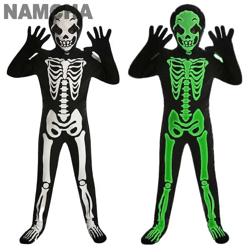 Скелет зомби светящийся в темноте боди ужас косплей костюм комбинезон головные уборы перчатки вечерние одежда на Хэллоуин 
Скелет зомби светящийся в темноте боди ужас косплей костюм комбинезон головные уборы перчатки вечерние одежда на Хэллоуин