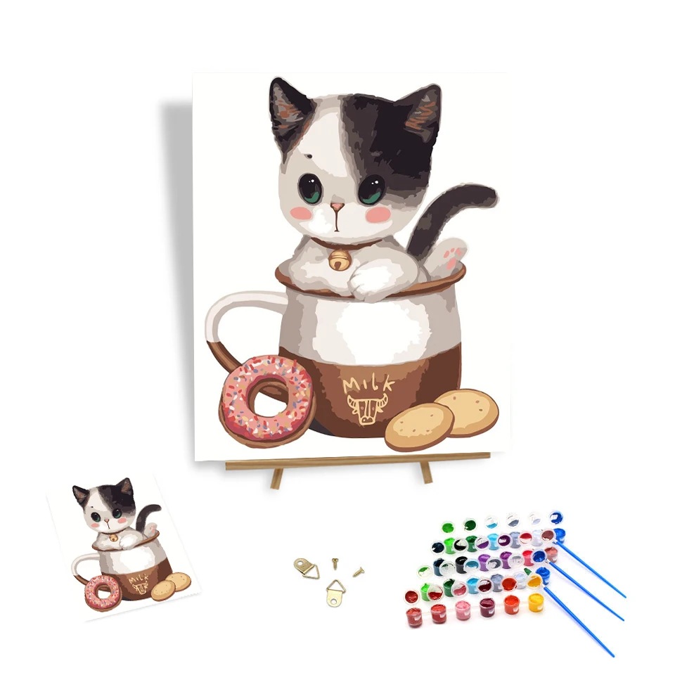 Cartoon Digital Paint by Numbers Diy Milk Cup Kitten Pattern Hand-painted Artworks Painting by Numbers for Children
Cartoon Digital Paint by Numbers Diy Milk Cup Kitten Pattern Hand-painted Artworks Painting by Numbers for Children