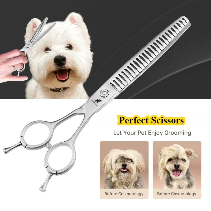 7.0 inch JP440C Pet Grooming Shears Fishbone Teeth Curved Chunker Scissors 60% Thinning Groomer Tools For Pet Groomer
7.0 inch JP440C Pet Grooming Shears Fishbone Teeth Curved Chunker Scissors 60% Thinning Groomer Tools For Pet Groomer