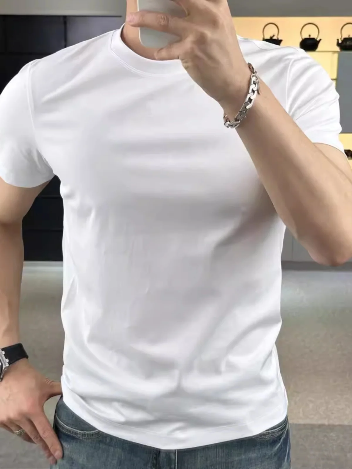 Летняя мужская футболка Slim Fit из блестящего хлопка, немнущаяся, комфортная, цветная, класса люкс
Летняя мужская футболка Slim Fit из блестящего хлопка, немнущаяся, комфортная, цветная, класса люкс